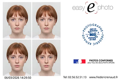 Planche de photos d'identité ANTS réalisée au Studio Photo de la Baie à Dol-de-Bretagne